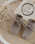 Organic Knit Booties - Khaki - S A L E