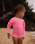 Sustainable UV Longsleeved Bathing Suit - Bright Pink (UV STANDARD 801)
