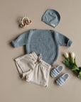 Organic Oversize Knit Pulli - Dusty Blue