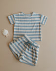 Organic Terry Shorts - Blue Striped