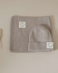 Organic Knit Set - Beanie & Scarf - Caramel