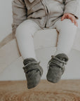 Organic Fleece Booties - Dark Grey Melange