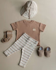 Organic Rib Leggings - Caramel Striped