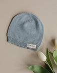 Organic Thin Knit Beanie - Dusty Blue