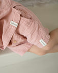 Organic Muslin Shirt with Buttons - Dusty Rose