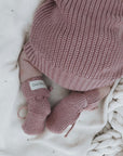 Organic Knit Booties - Dusty Rose