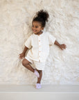 Organic Muslin Shirt with Buttons - Sand