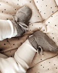 Organic Knit Booties - Khaki - S A L E