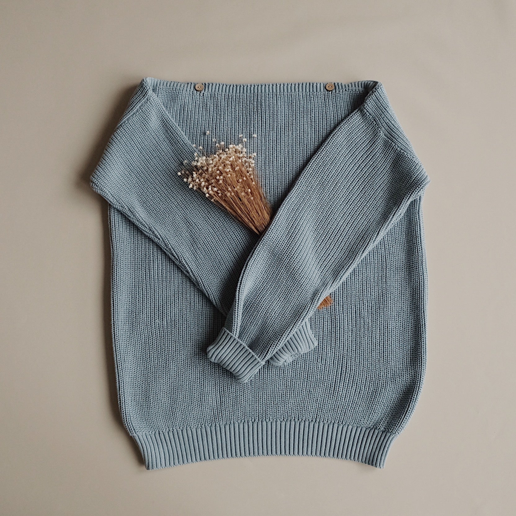 Organic Oversize Knit Pulli - MUM - Dusty Blue