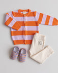 GOTS Organic Knit Cardigan - Sunset Sorbet (lavender/orange striped)