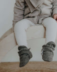 Organic Fleece Booties - Dark Grey Melange