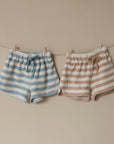 Organic Terry Shorts - Blue Striped