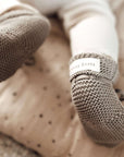 Organic Knit Booties - Khaki - S A L E