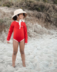 Sustainable UV Longsleeved Bathing Suit - Red (UV STANDARD 801)