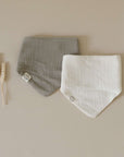 Organic Muslin Bibs - Khaki/Sand - SALE