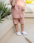 Organic Muslin Shirt with Buttons - Dusty Rose