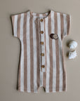 Organic Terry Onesie - Latte Striped