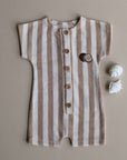 Organic Terry Onesie - Latte Striped