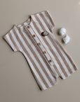 Organic Terry Onesie - Latte Striped