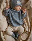 Organic Knit Booties - Dusty Blue