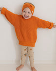 GOTS Organic Rib Leggings - Little Orange
