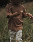 Organic Rib Leggings - Caramel Striped