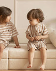 Organic Terry Onesie - Latte Striped