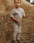 Organic Rib Leggings - Caramel Striped