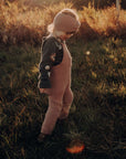 Organic Knit Dungarees - Dusty Rose