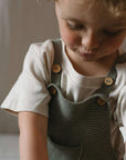 Organic Knit Dungarees - Khaki - S A L E