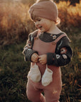 Organic Knit Dungarees - Dusty Rose