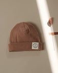 Organic Rib Beanie - Walnut - S A L E