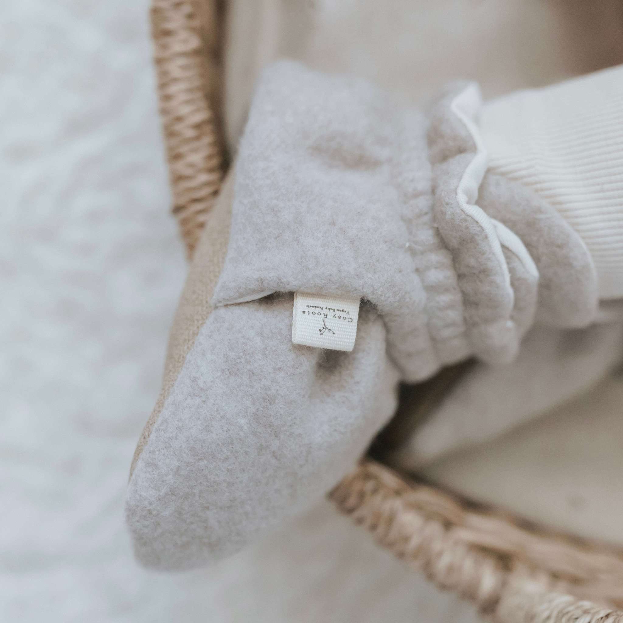 Organic Fleece Booties - Taupe Melange