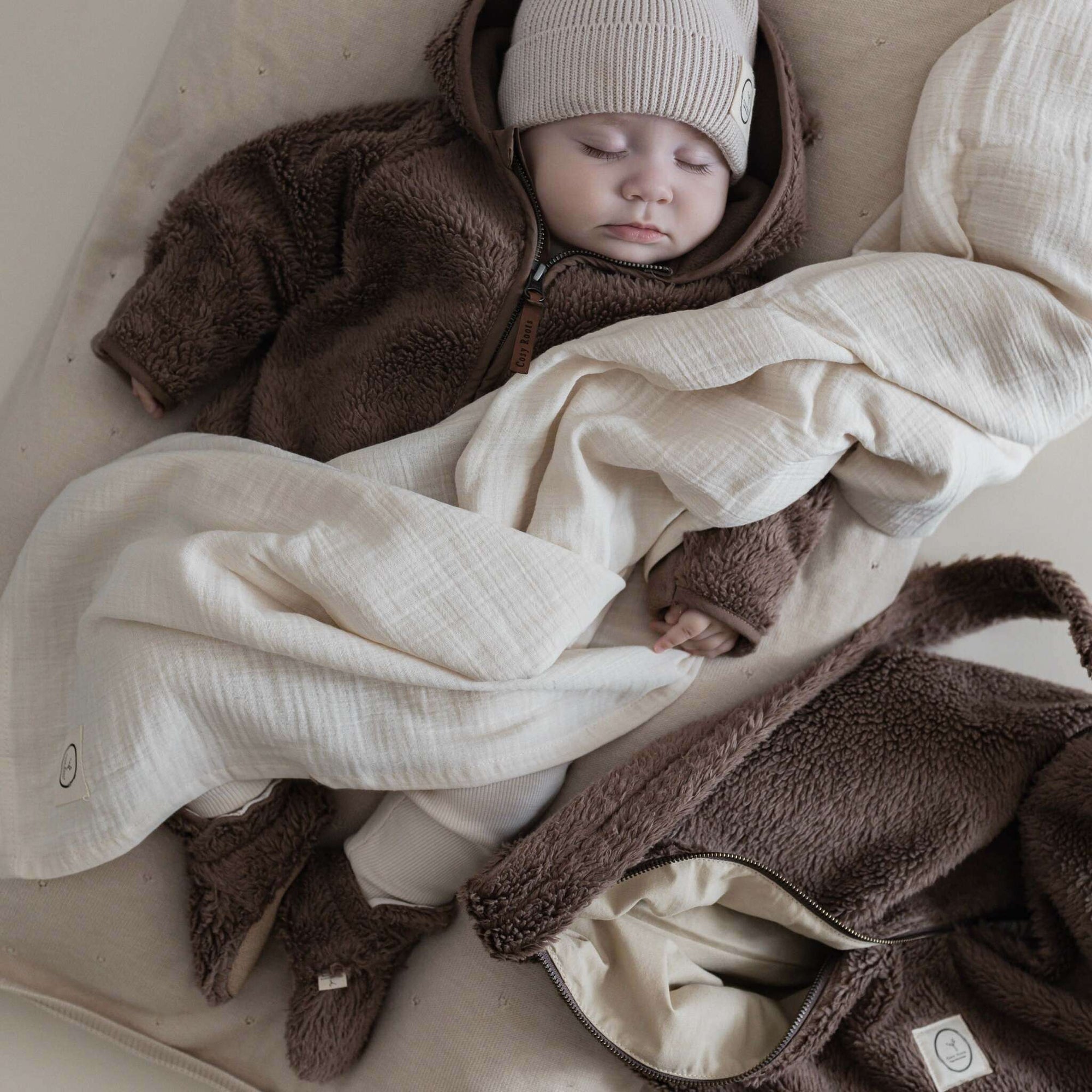 Organic Teddy Booties - Mocha - SALE