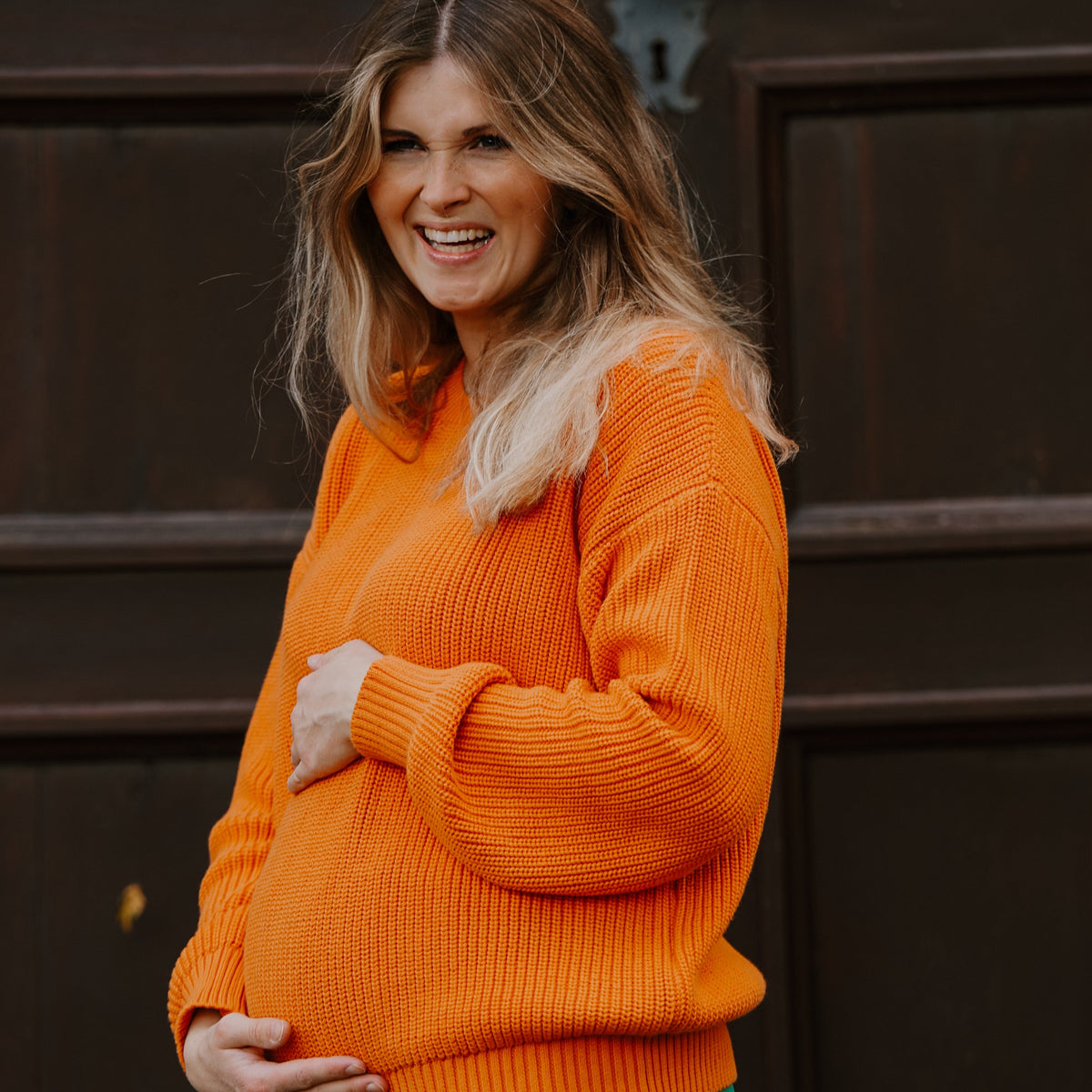 GOTS Organic Mum Knit Pulli - Pumpkin Orange