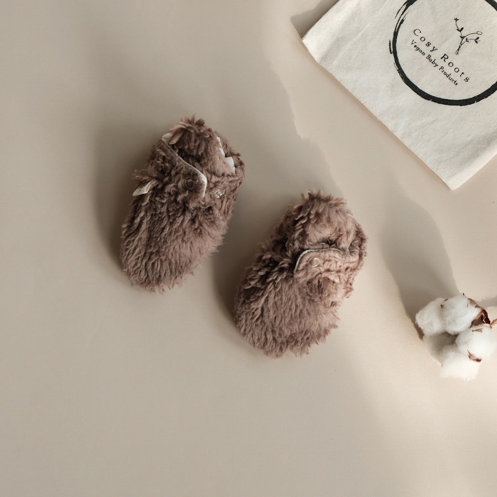 Organic Teddy Booties - Mocha