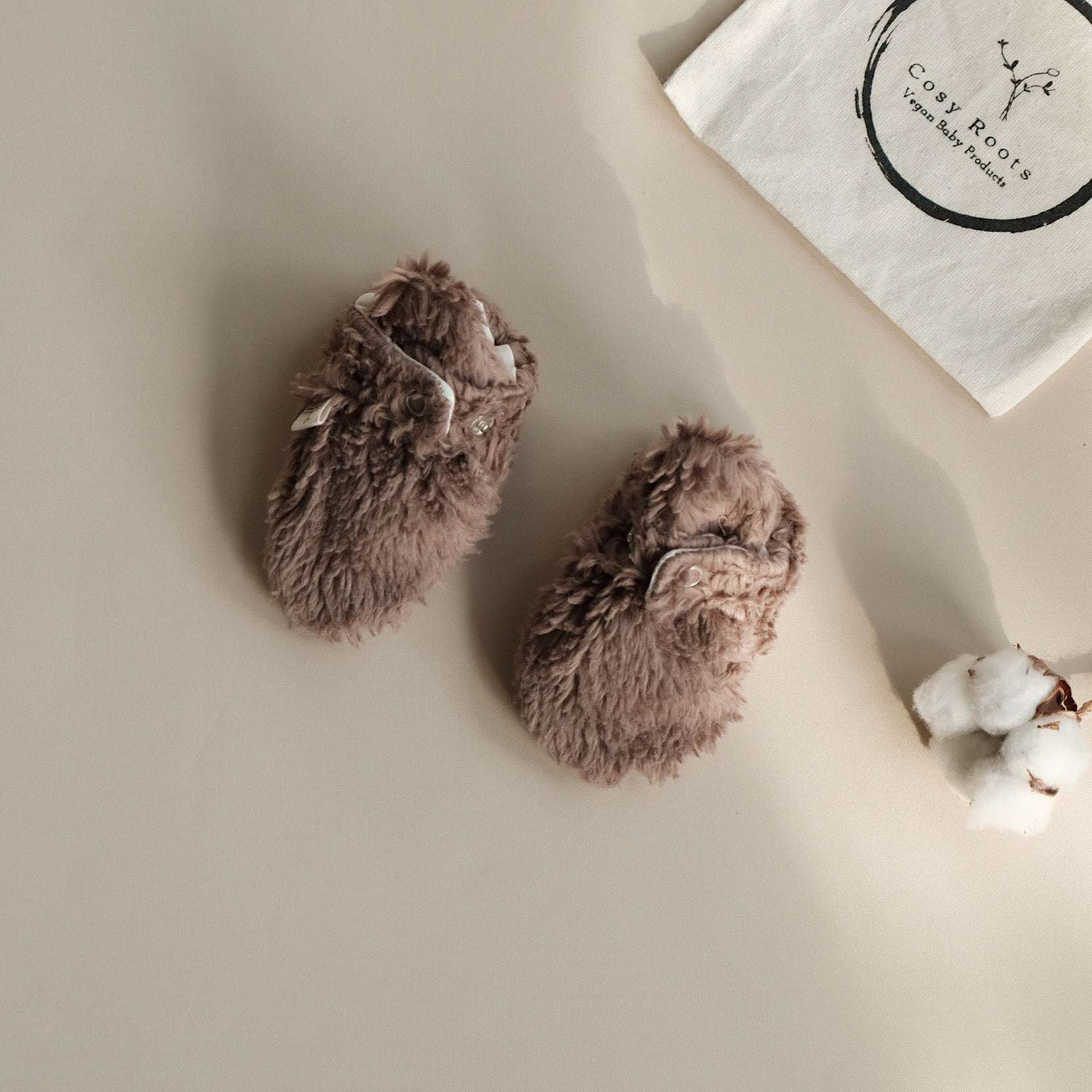 Organic Teddy Booties - Mocha - SALE
