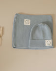 Organic Knit Set -  Beanie & Scarf - Dusty Blue