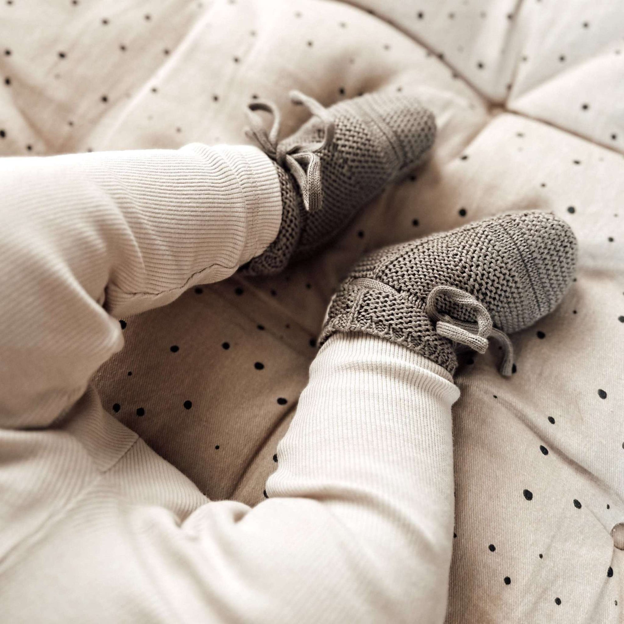 Organic Knit Booties - Khaki - S A L E