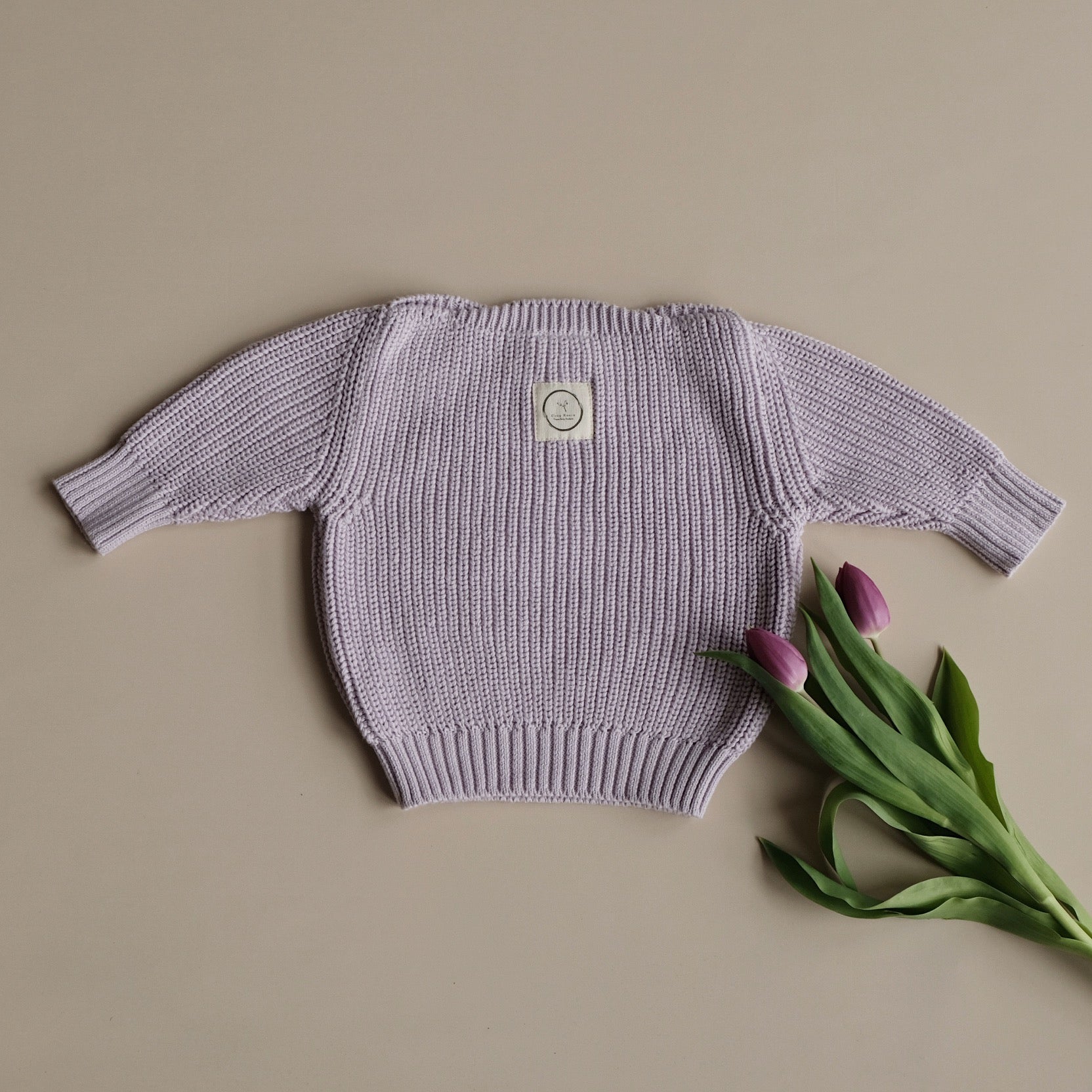 Organic Oversize Knit Pulli - Lavender