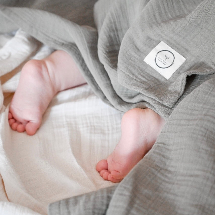 Organic Muslin Swaddle - Khaki - 120x120cm