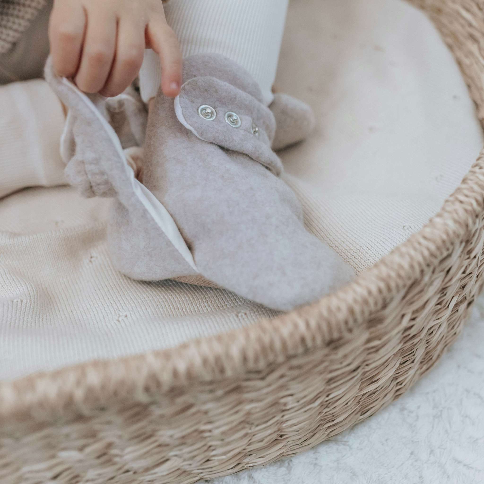 Organic Fleece Booties - Taupe Melange