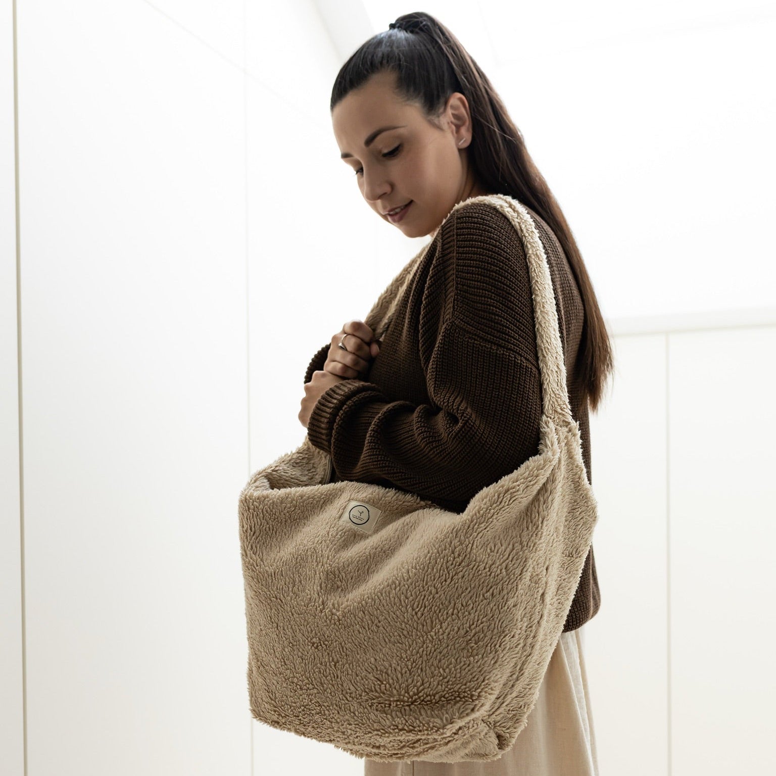 Organic Teddy Mum Bag - Cream