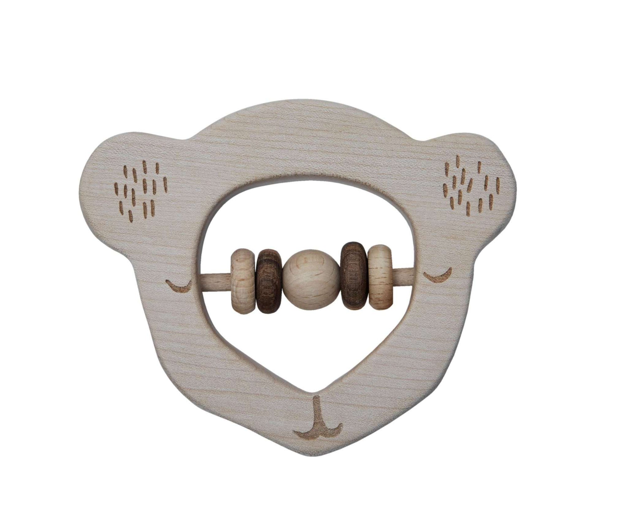 Natural Wooden Teething Rattle - Koala
