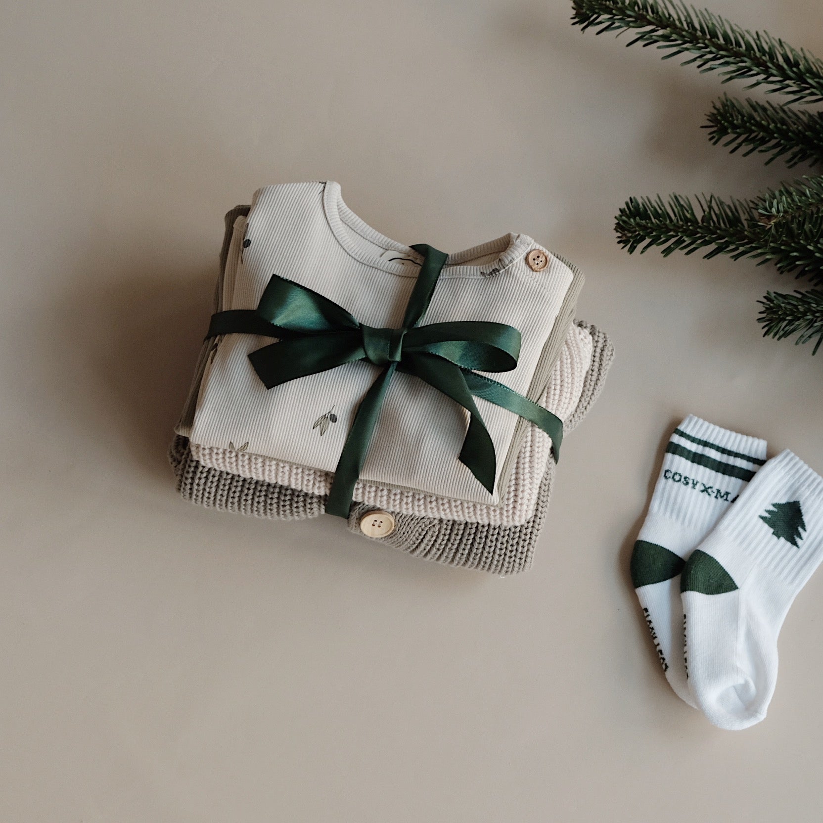 Organic Christmas Socks Green - 2 Pack