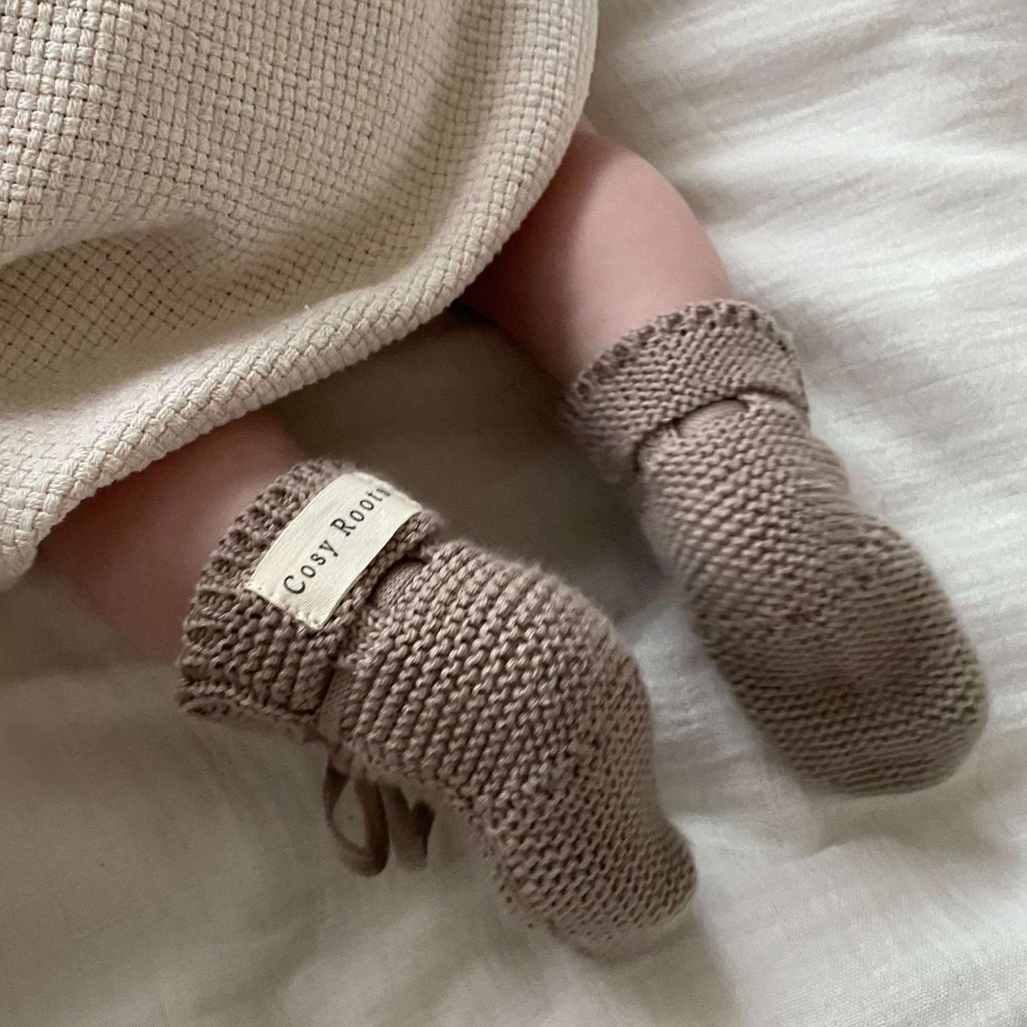 Organic Knit Booties - Caramel