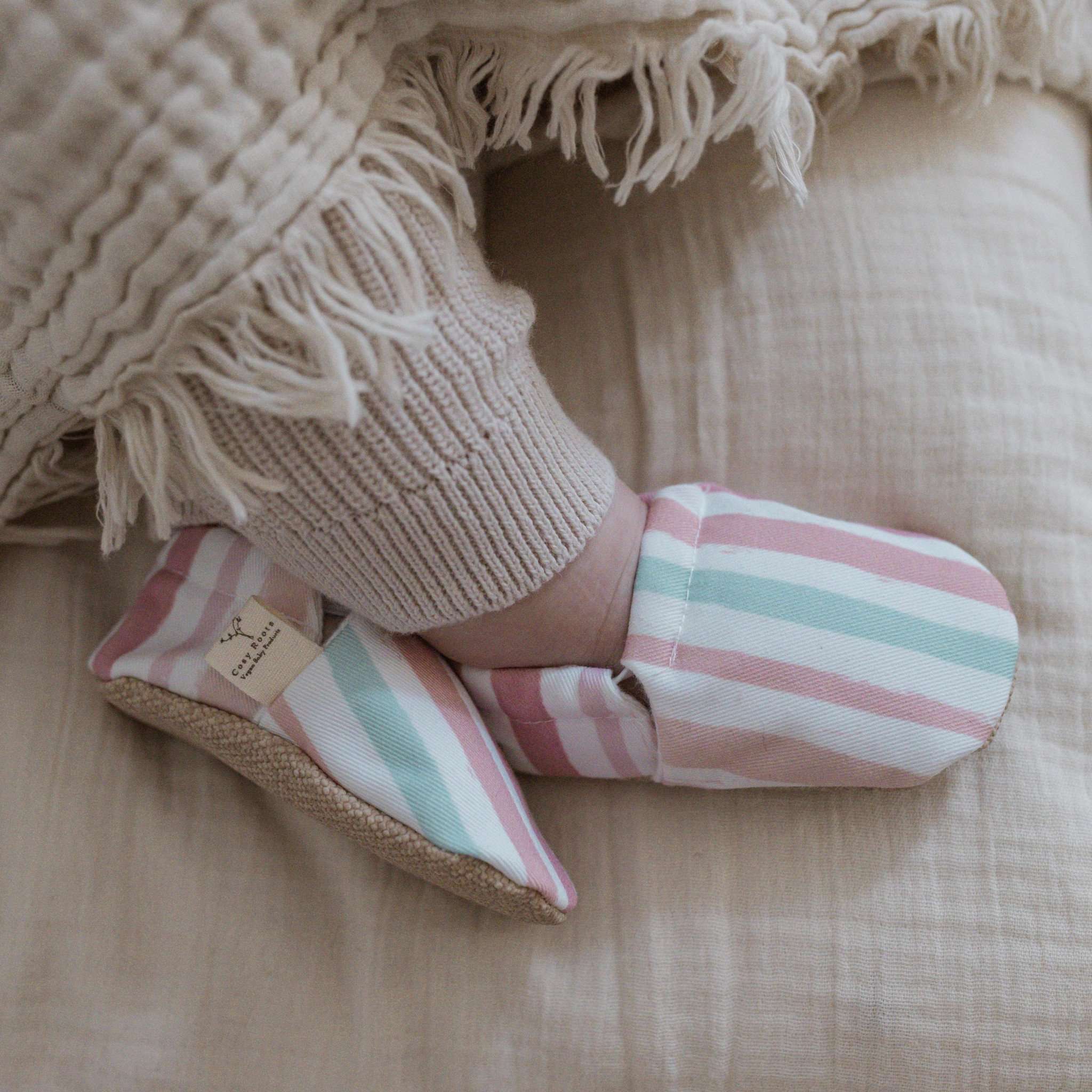 Vegan Shoes - Pastel Stripes – Cosy Roots GmbH