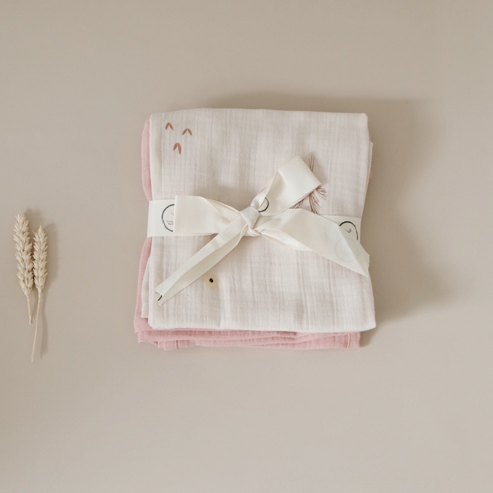 Organic Muslin Swaddle Set - Wildflowers/Dusty Rose