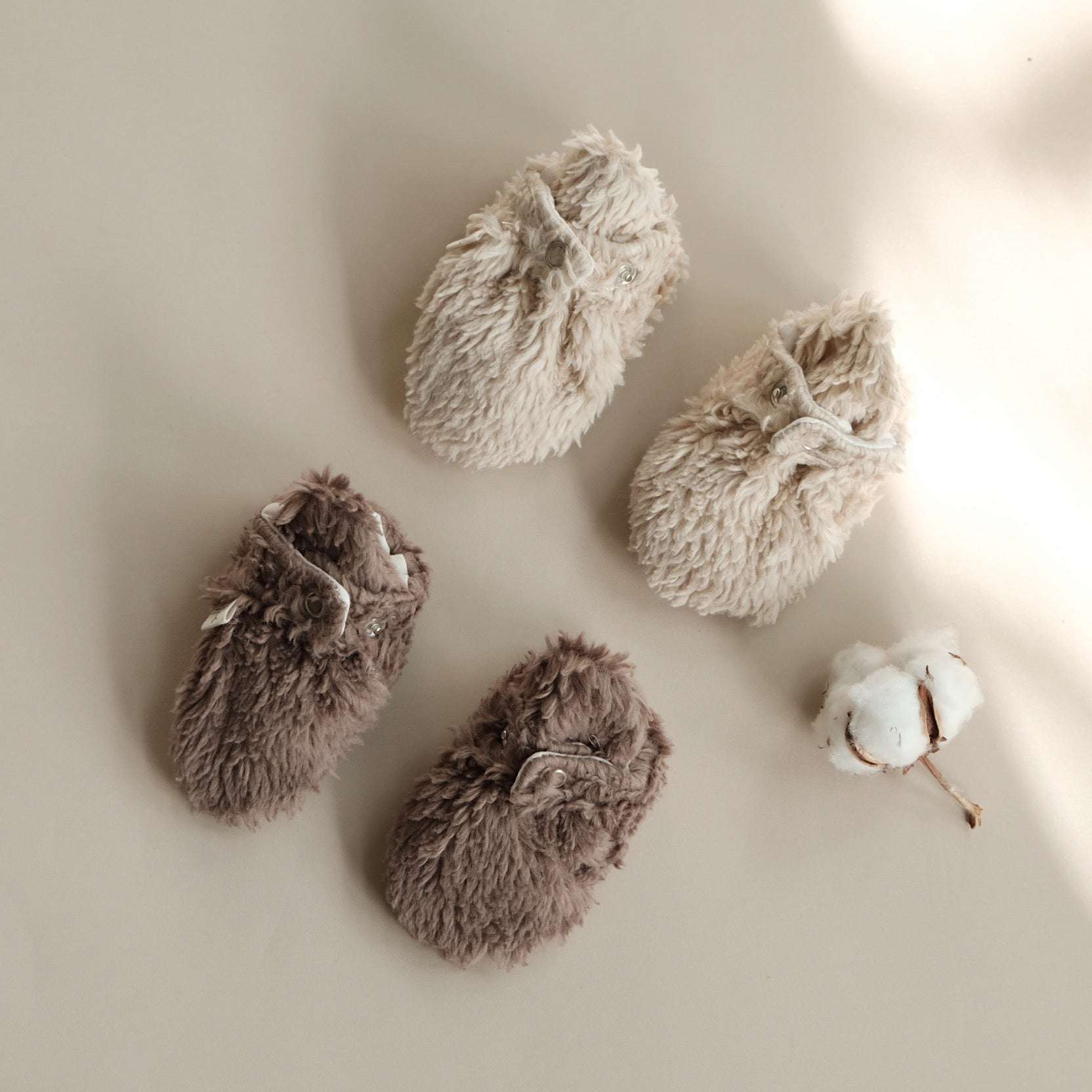 Organic Teddy Booties - Mocha - SALE