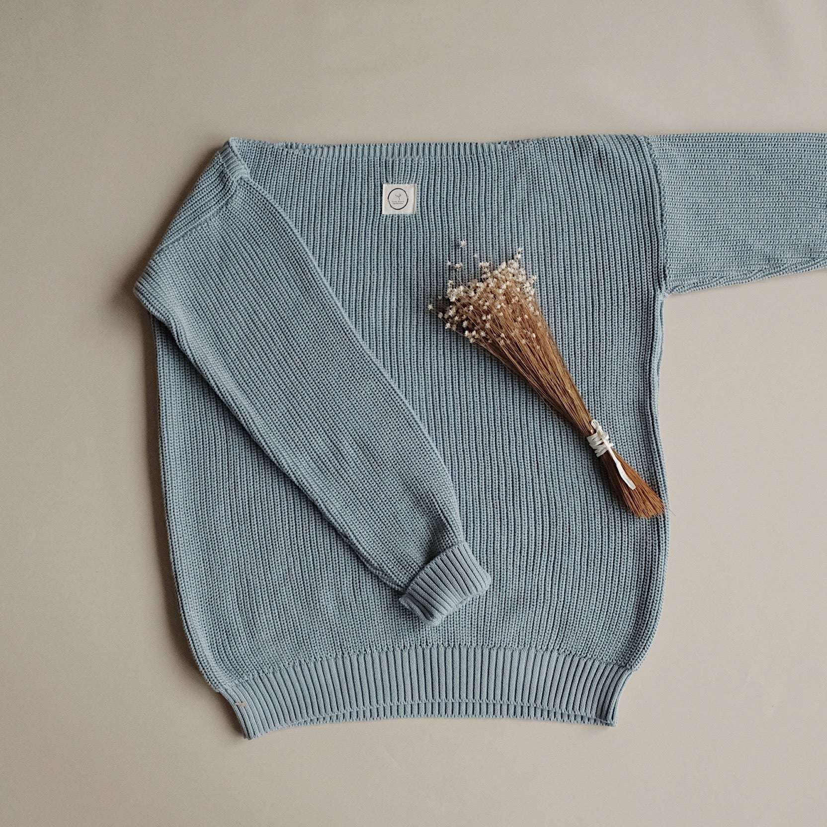 Organic Oversize Knit Sweater - MUM - Dusty Blue